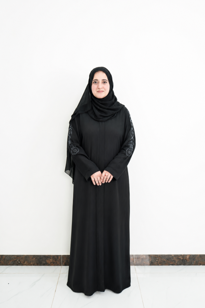 Black Floral Embellished Shoulder Abaya