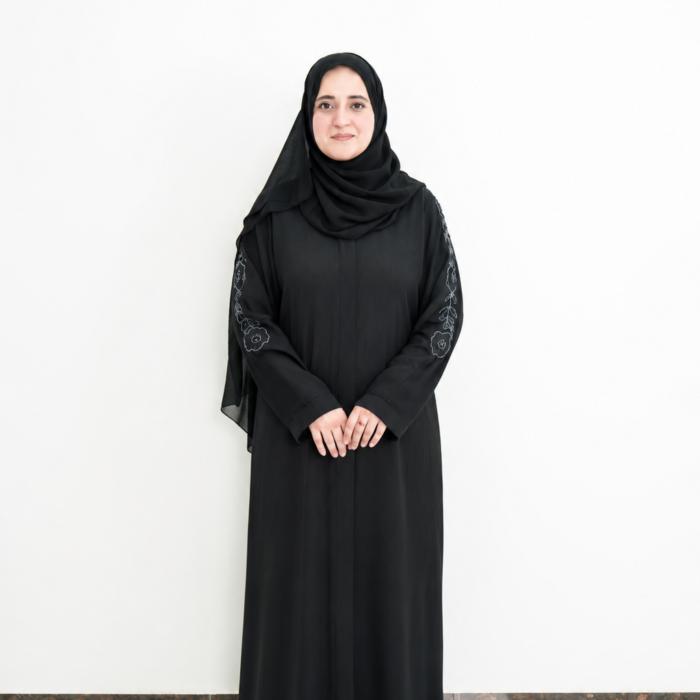 Black Floral Embellished Shoulder Abaya