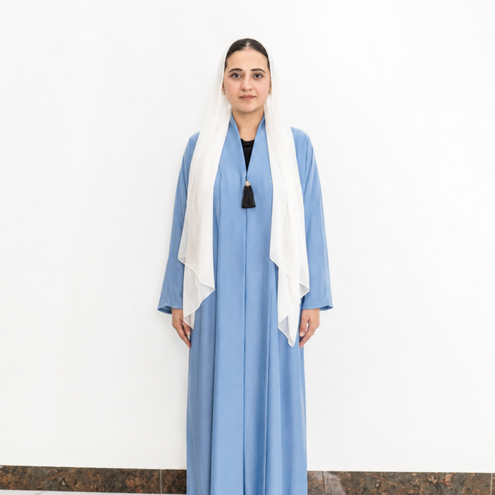 Minimalist Sky Blue Open Front Abaya
