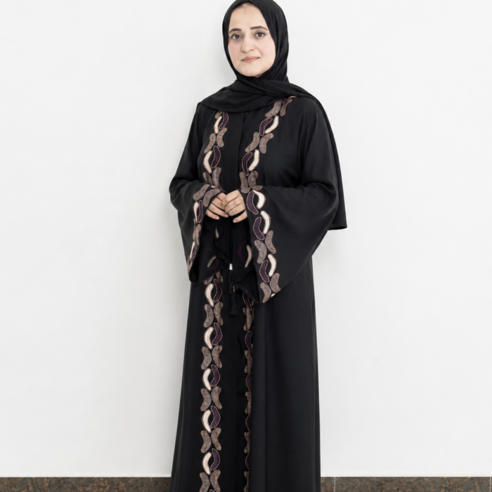 Ornate Embellished Black Formal Abaya