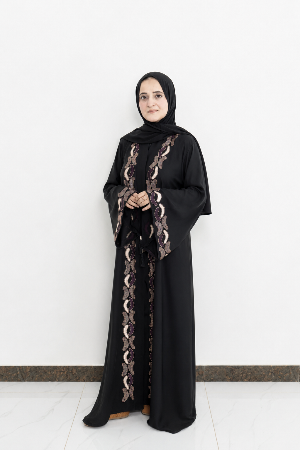 Ornate Embellished Black Formal Abaya