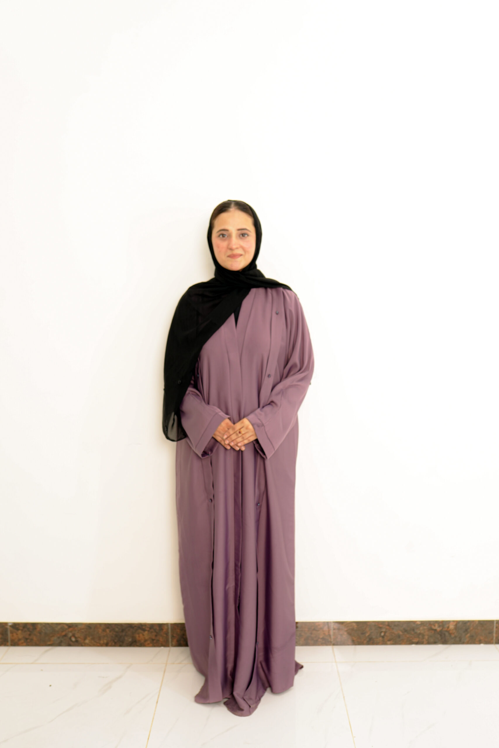 Mauve Minimalist Button Front Abaya