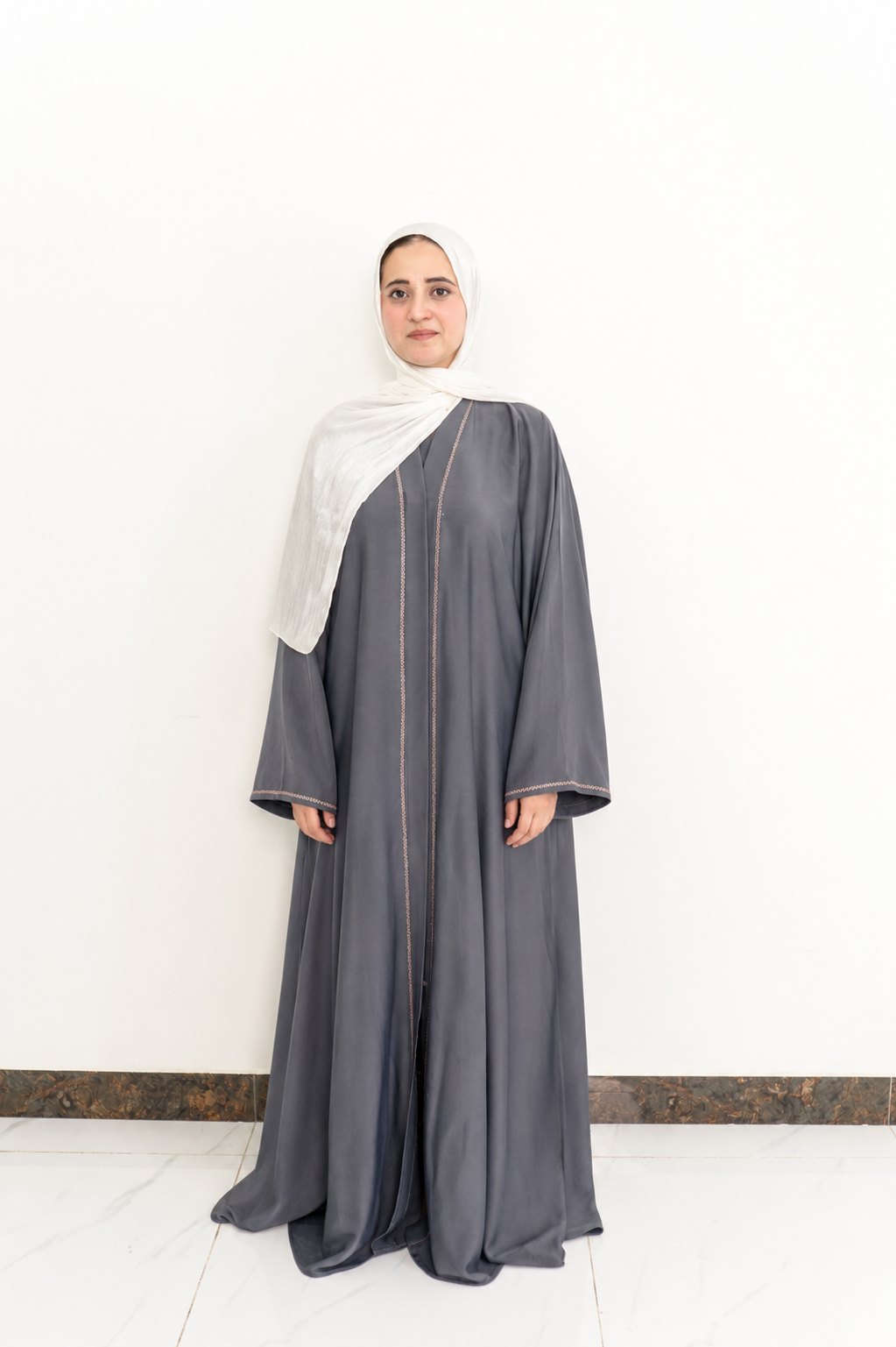 Charcoal Grey Embellished Abaya