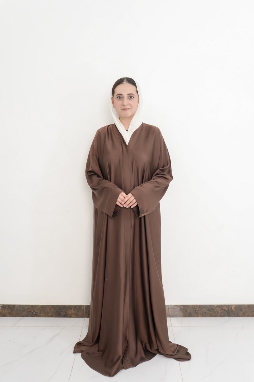 Minimalist Solid Chocolate Brown Open-Front Abaya