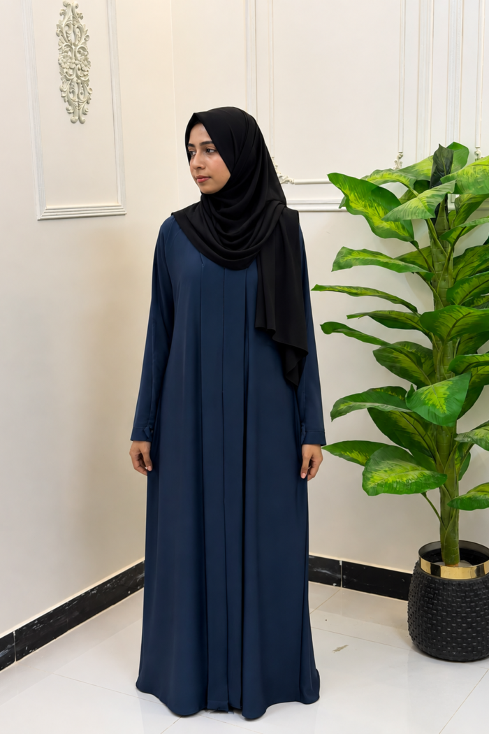 Classic Navy Blue Paneled Abaya